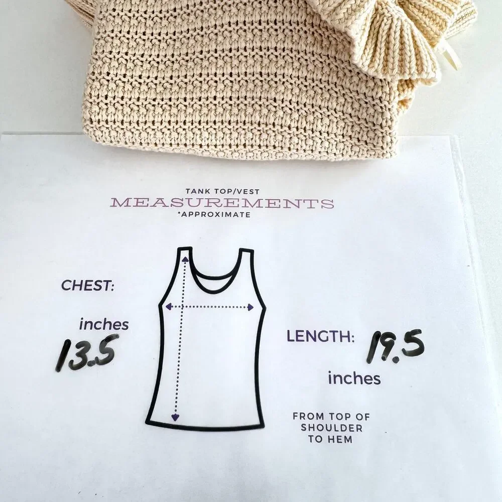 Luminary Collection Womens Knit Sleeveless Top Size S Ruffle Bringe Boho Neutral